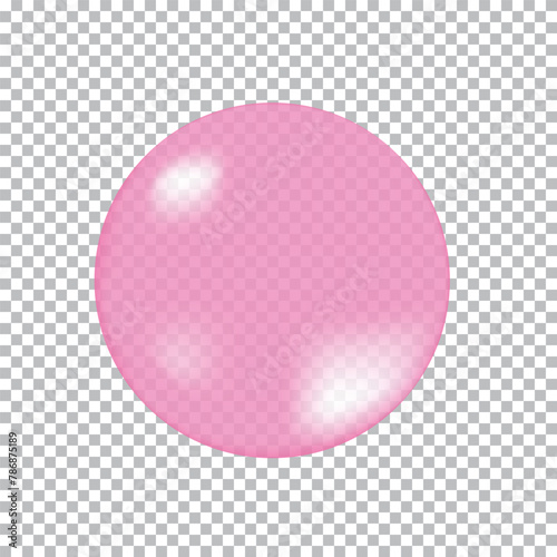 Realistic Pink inflated bubble gum. Vector illustration.