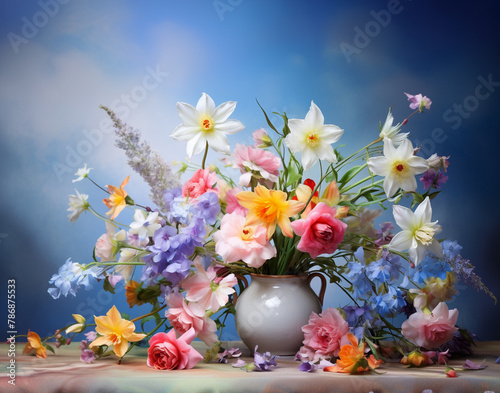 a bunch of colorful flowers in a vase