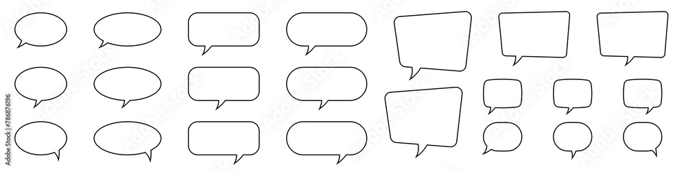 Speech bubble, speech balloon, chat bubble line art icon for apps and websites. Speech bubble, speech balloon, chat bubble line art icon for apps and websites.