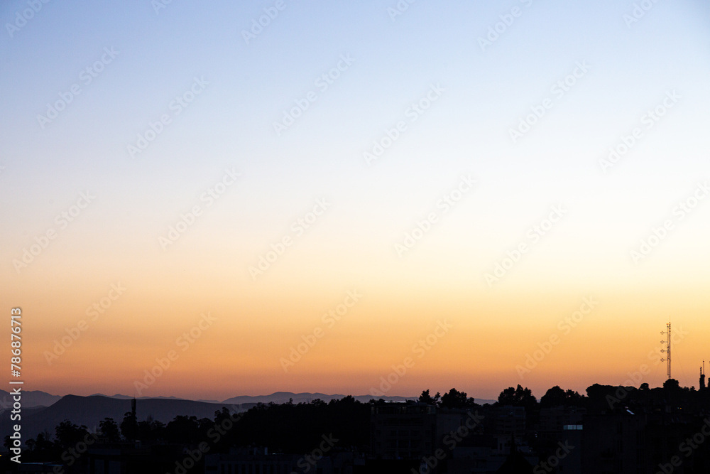 Sunrise and empty sky in the city of Fes