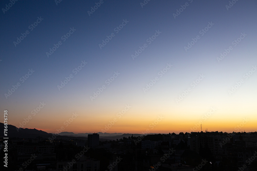 Sunrise and empty sky in the city of Fes