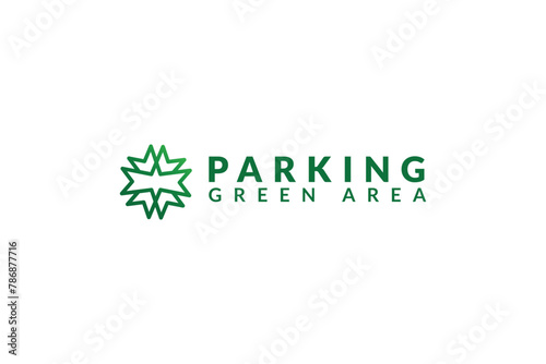 green traffic sign logo vector design template for parking green area. modern eco green parking area iconic logo design vector illustration for business  branding and company