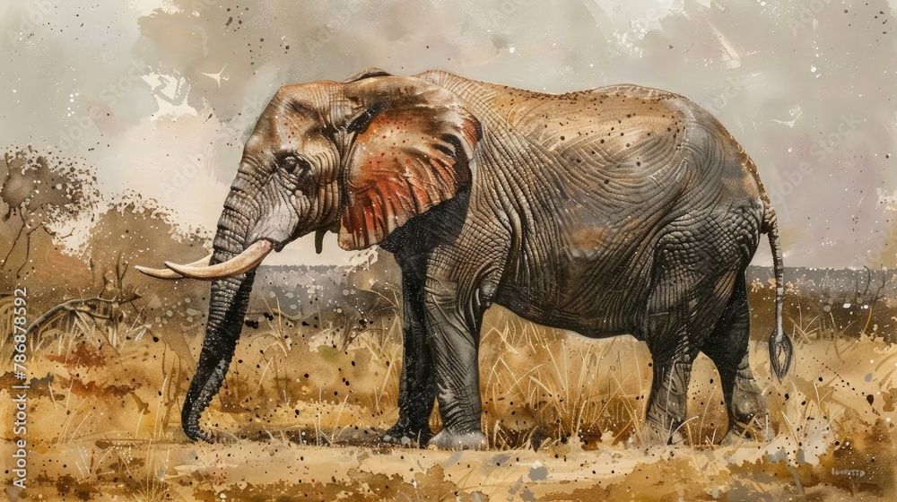 Fototapeta premium Elephant Side View.