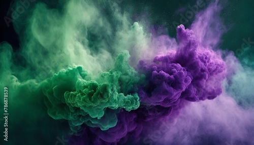 ai generative of hyper realistic of smoke storm with green and purple