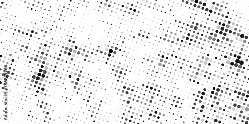 Gradient Dots Background. Grunge Pattern. Black and White Texture. Vintage Monochrome Overlay. Vector illustration