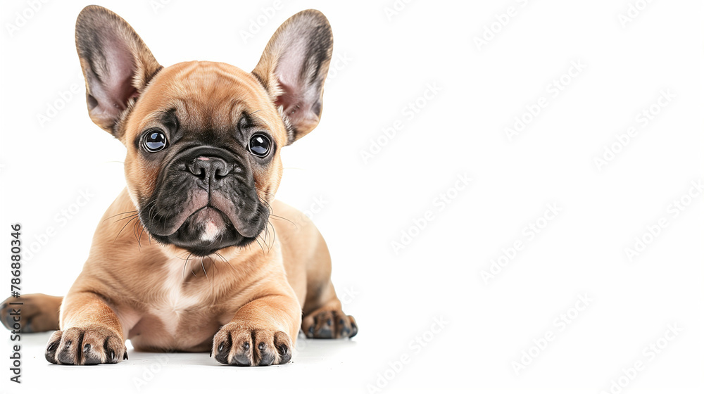 French Bulldog  puppy, puppy, white background, cute puppy, dog, mock up, photography