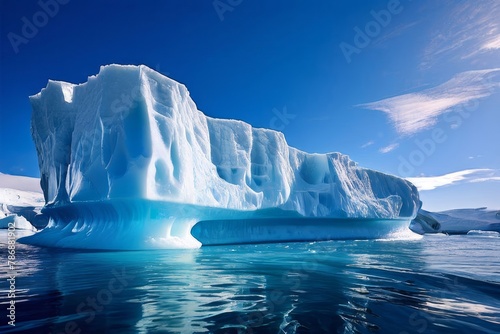 the arctic ocean with floating icebergs