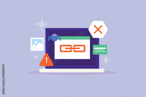 Phishing link alert, Phishing link URL, Scam alert, Phishing website stealing financial data, Scam alert, vector illustration background with icons
