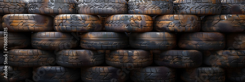 A bunch of dump tires from used cars. Environmental pollution. 