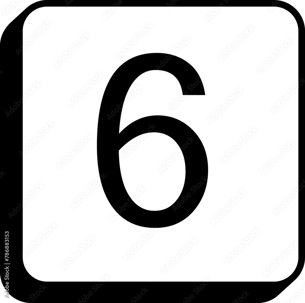 Square keycap letter number 6 six Square keycap letter number 6 six