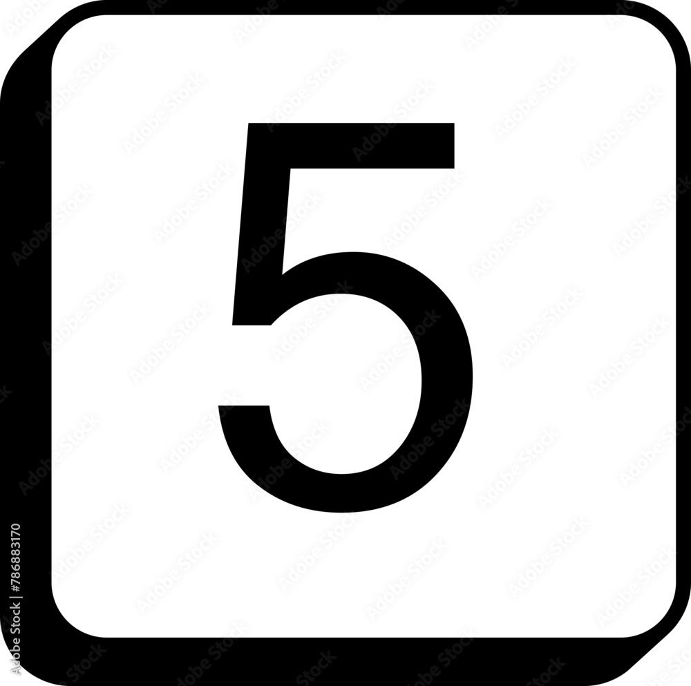 Square keycap letter number 5 five Square keycap letter number 5 five