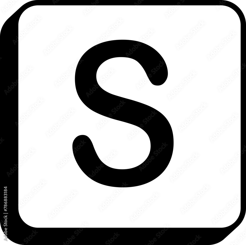 Square keycap letter s Square keycap letter s