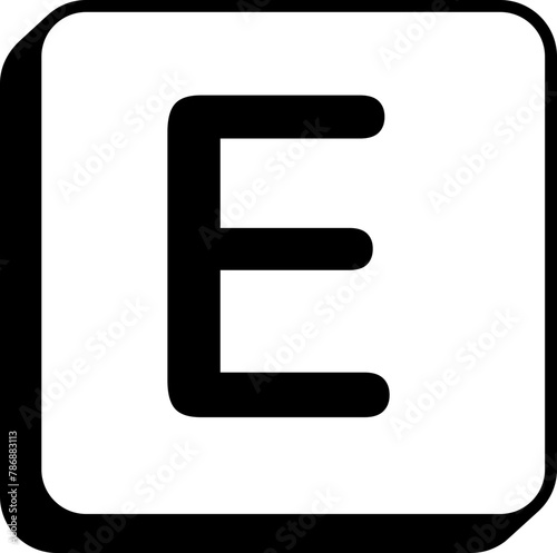 Square keycap letter e