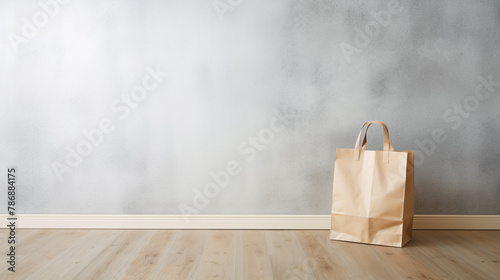Shopping bag and delivering fresh groceries, online grocery shopping and express delivery concept