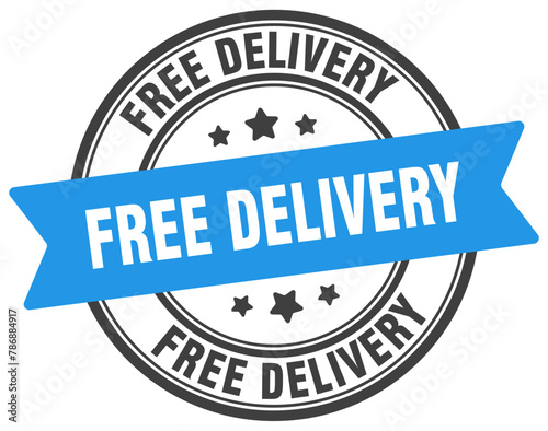 free delivery stamp. free delivery label on transparent background. round sign