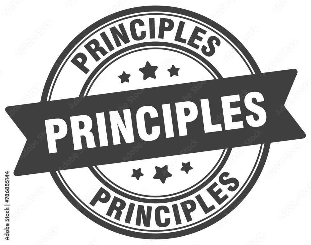 principles stamp. principles label on transparent background. round sign