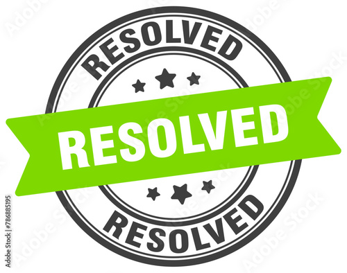 resolved stamp. resolved label on transparent background. round sign