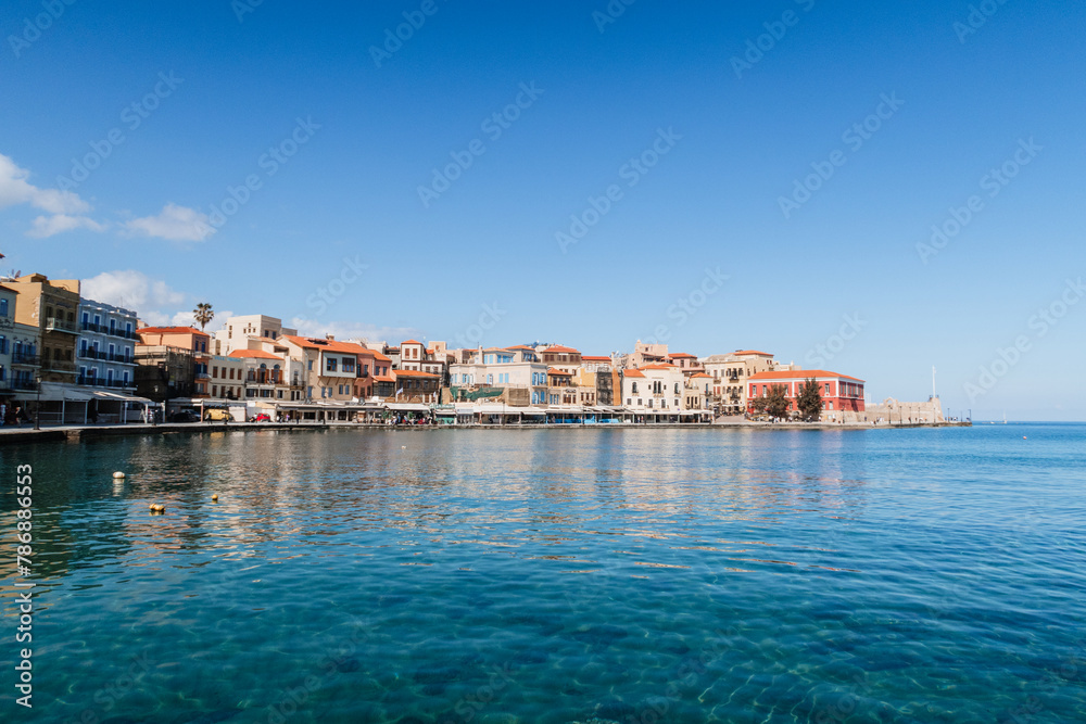 In the quaint port town of Chania, Crete in Greece