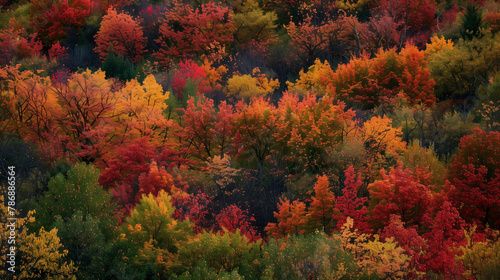 Fiery reds  oranges  and yellows dominate the vibrant colors of autumn  beautifying the landscape.