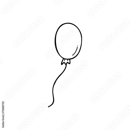 Vector single isolated balloon clipart in doodle style. Stock image on a white background.