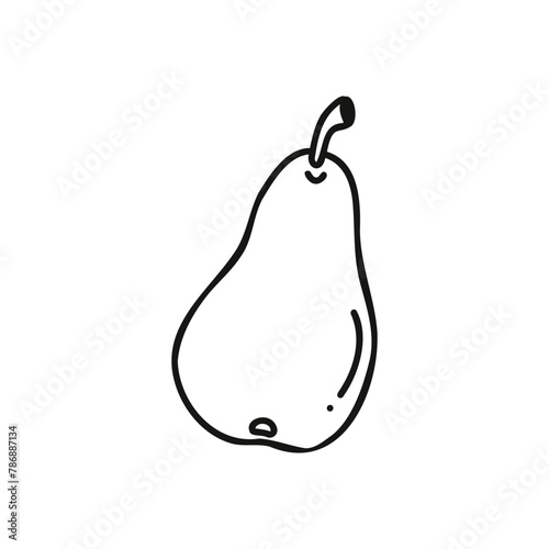 Vector single clipart of pears in doodle style. Stock isolated image on a white background.