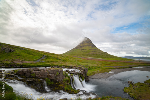 Landscape with waterfall in Iceland