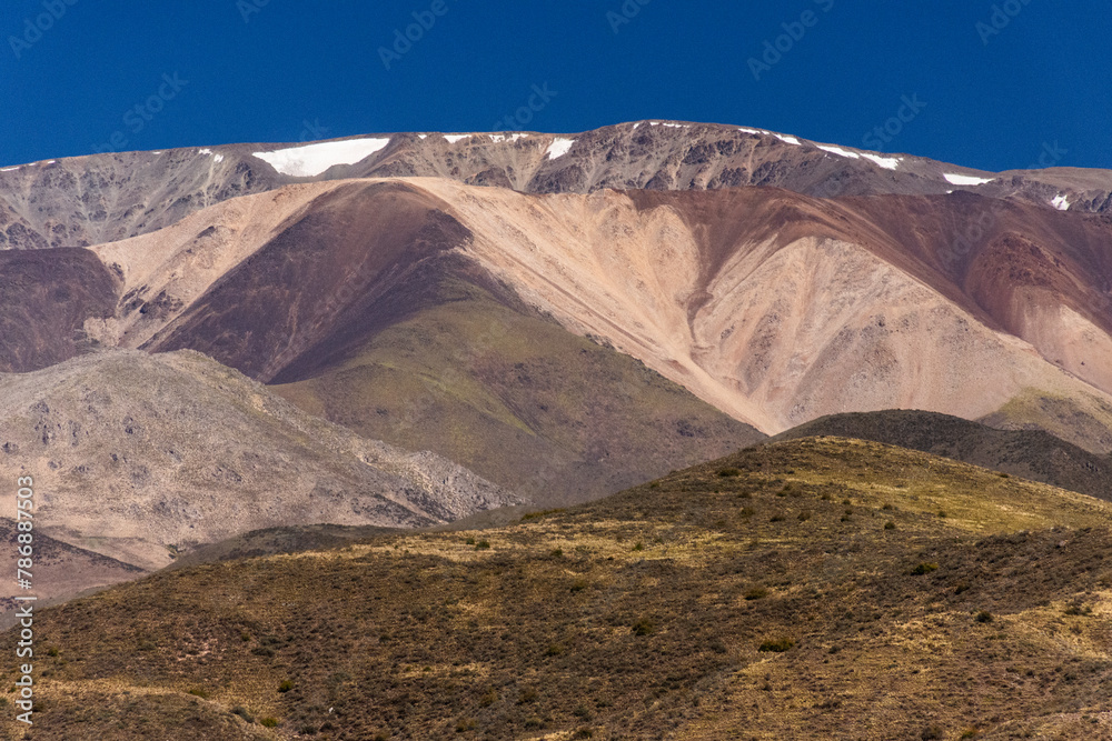 Beautiful view to colorful pre-andes chain of mountains near Mendoza