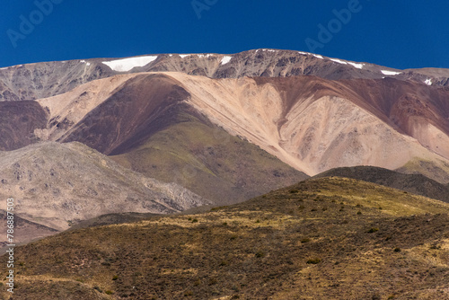 Beautiful view to colorful pre-andes chain of mountains near Mendoza