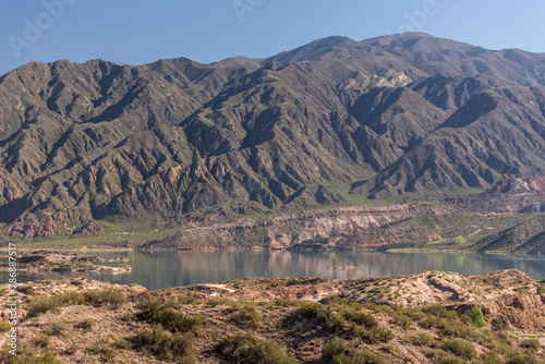 Potrerillos lake and reservoir and pre-andes mountains in Mendoza photo