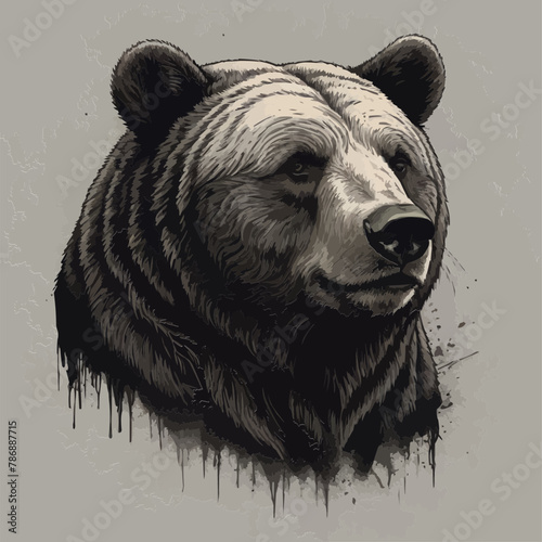 illustration of a bear, classic bear, vintage, retro design