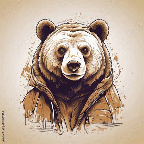 illustration of a bear, classic bear, vintage, retro design