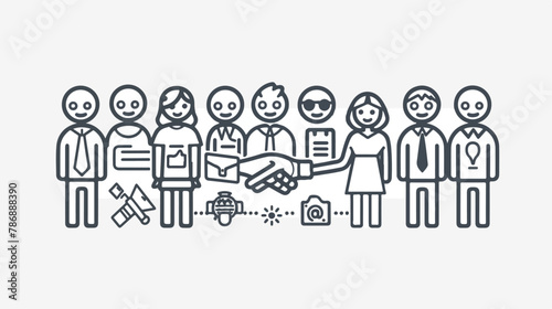 Business cooperation thin line icons set vector 