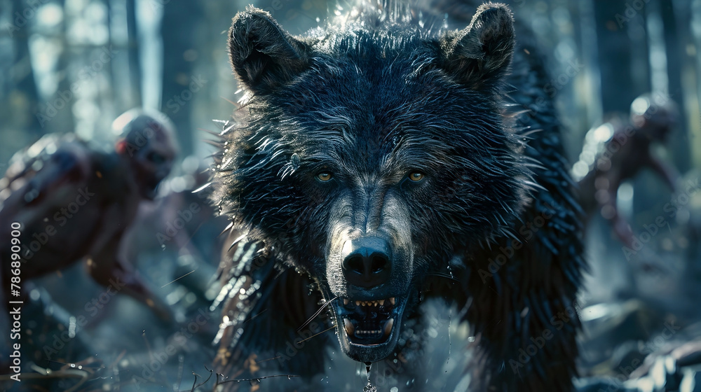 Primal Instincts Ignite as Creature Confronts Undead Horrors in Captivating Forest Landscape Primal Instincts Ignite as Creature Confronts Undead Horrors in Captivating Forest Landscape