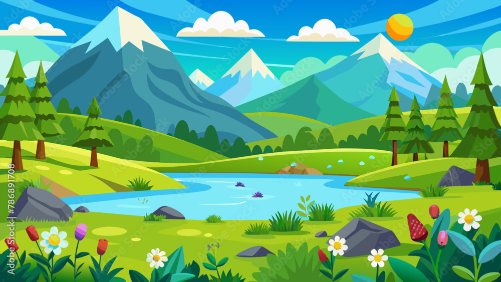 landscape--mountain-lake-landscape-vector-illustra