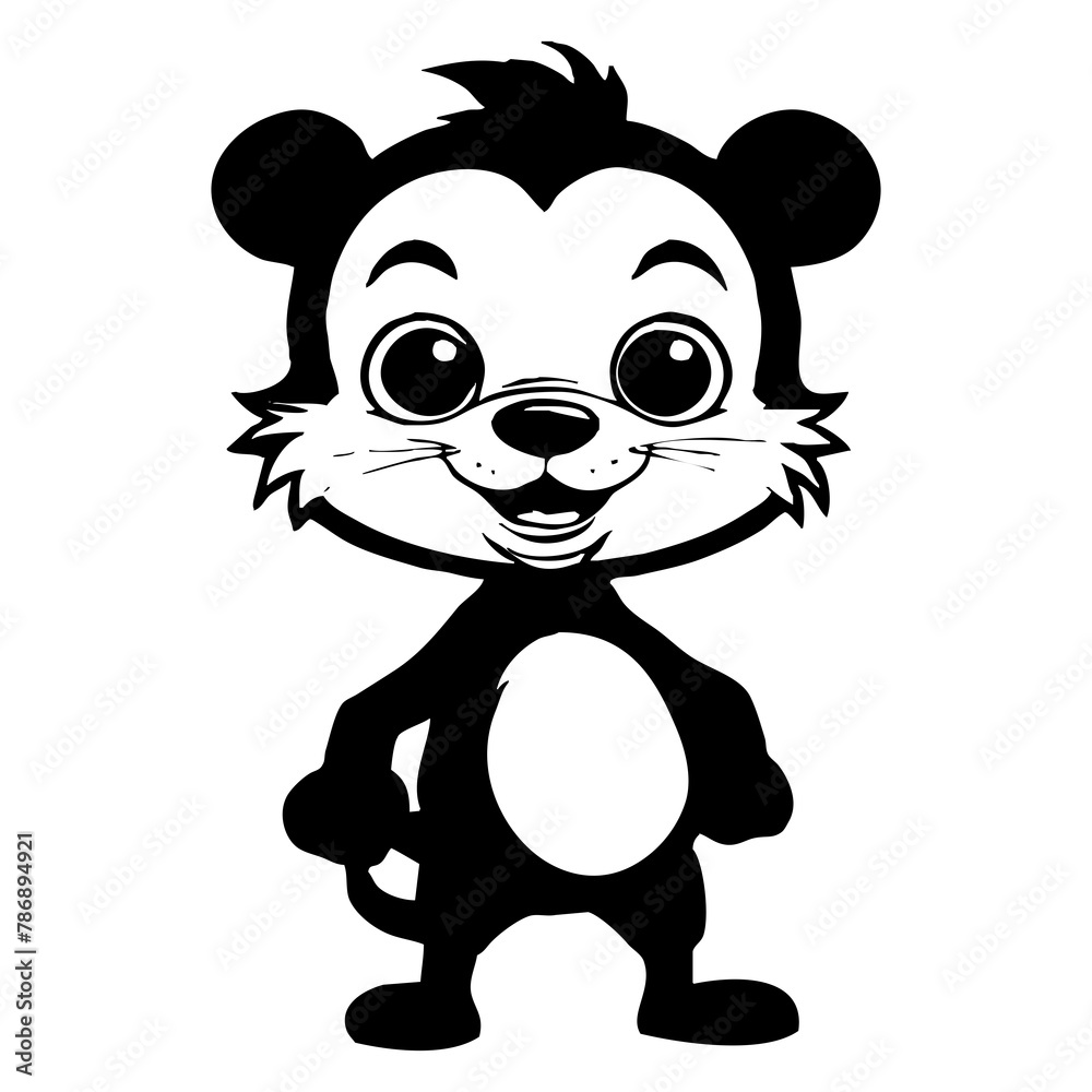 Fototapeta premium Black and white cartoon . Pattern for T-shirt, covers. Generated by Ai