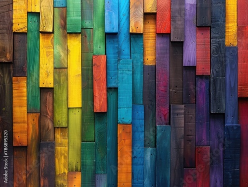 Colorful wooden block arrangement