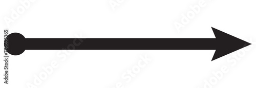 Straight line with point on start and arrow on finish. Symbol of direction, aim, target, path, easy challenge, fast way, ideal plan isolated on white background. Vector  illustration. EPS 10