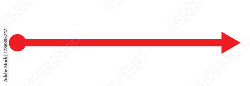 Straight line with point on start and arrow on finish. Symbol of direction, aim, target, path, easy challenge, fast way, ideal plan isolated on white background. Vector  illustration. EPS 10