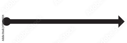 Straight line with point on start and arrow on finish. Symbol of direction, aim, target, path, easy challenge, fast way, ideal plan.  Vector illustration. isolated on white background. EPS 10