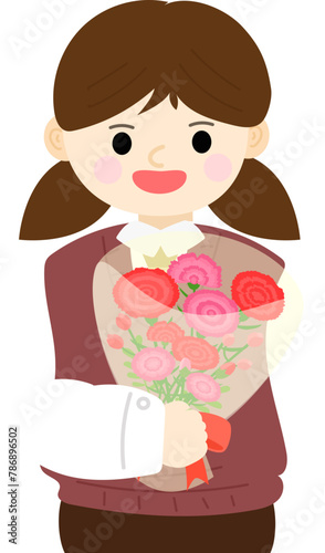 스승의 날 요소 (학교, 학생, 교복, 손하트, 카네이션, 어버이날, 스승의 은혜, 꽃다발, 남학생, 여학생, 고등학생, 중학생 등)