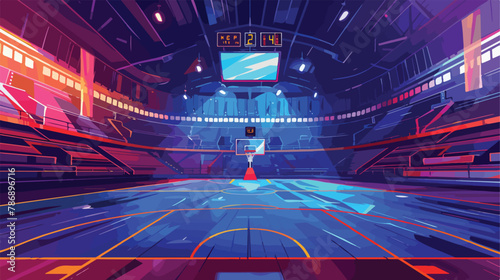 Empty basketball arena sport stadium vector illustration © Noman