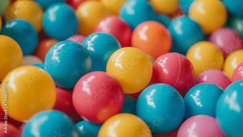 colorful plastic balls in a children s playroom close-up