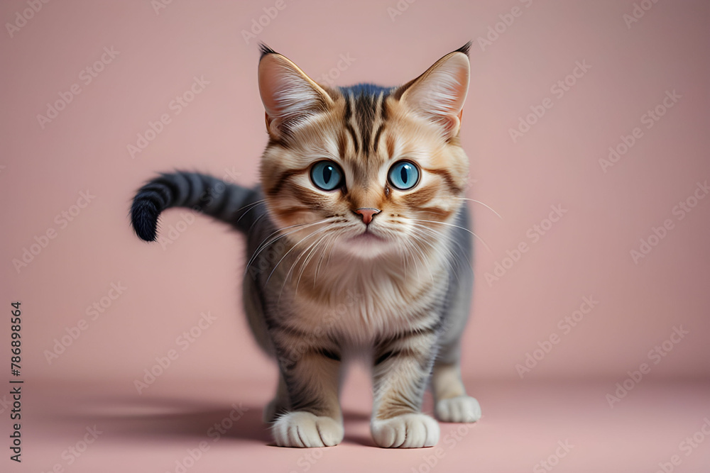 Portrait of a Bengal cat on a pink background. Copy space. Portrait of a Bengal cat on a pink background. Copy space.