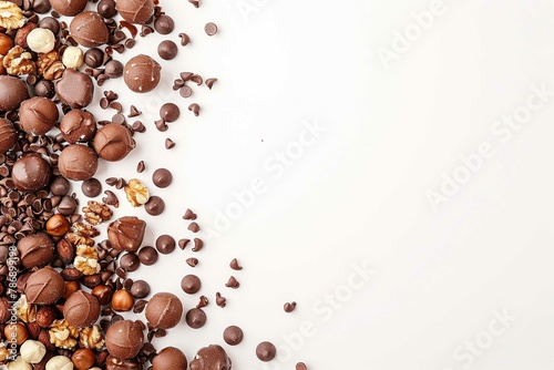 Chocolate covered nuts on white 