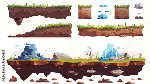 Ground level set vector illustration. Cartoon surface © Noman