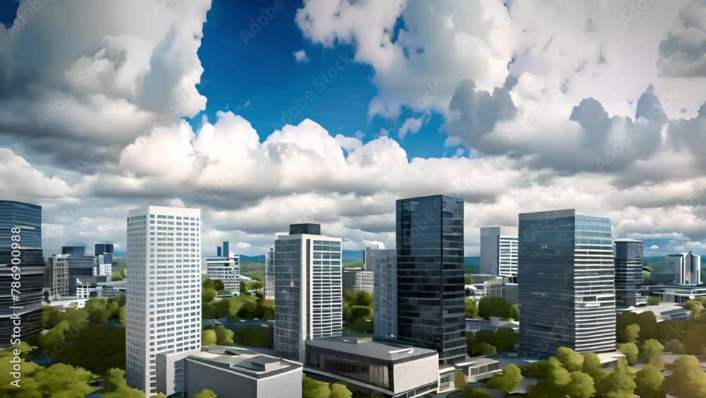 Downtown Buildings with Skyward Cloud Timelapse Downtown Buildings with Skyward Cloud Timelapse