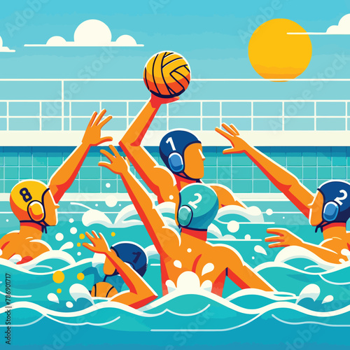 illustration of water polo athletes in action