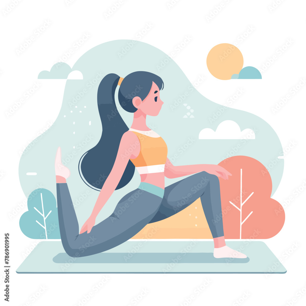 illustration of a young woman doing yoga