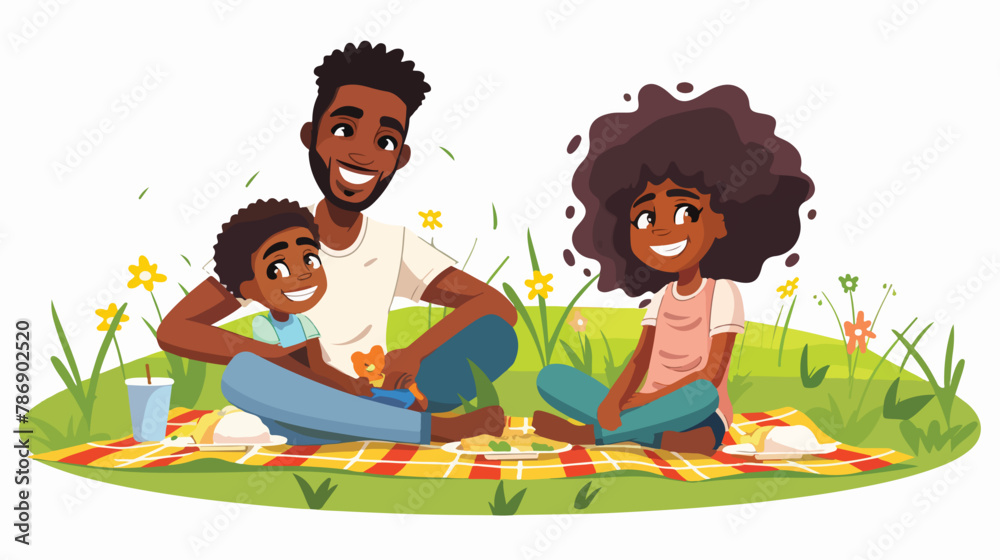 Happy young african american family with kid on a pic