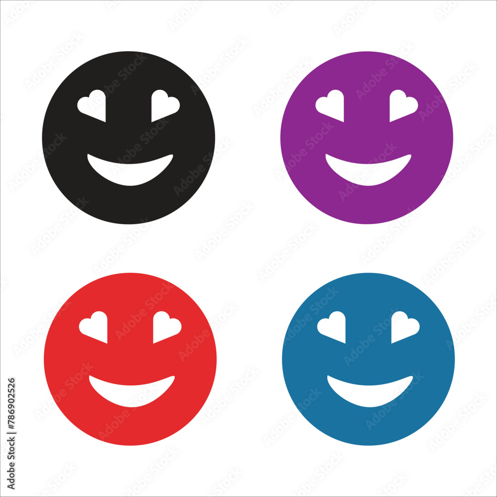Love heart eyes emoji icon vector illustration set Love heart eyes emoji icon vector illustration set